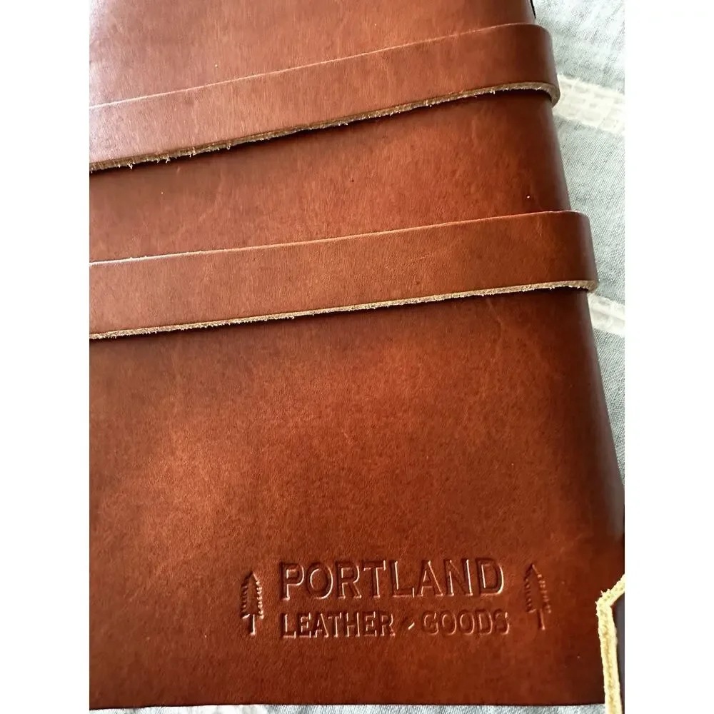 New Portland Leather Goods Medium Brown Green Stone Wrap 5 x 7.5 Journal Cover